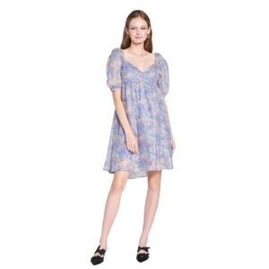 En Saison Urban Outfitters Octavia Purple Floral Bow Back Mini Dress NWOT Large